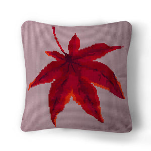 Autumn Leaf, twelve inch, tapestry design on soft lilac