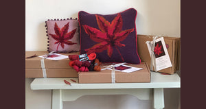 Autumn Leaves Tapestry kit collection with boxes on table