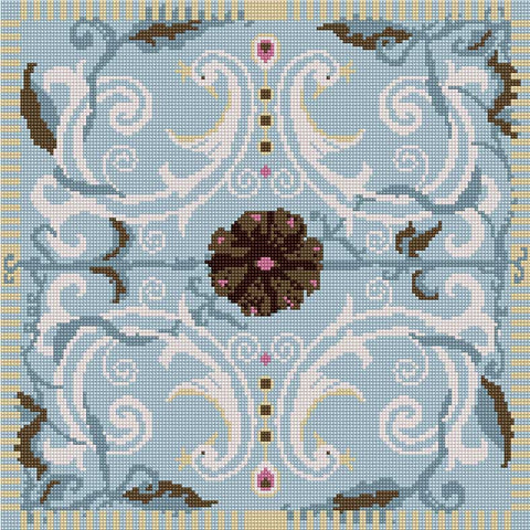 The Peacocks of Versailles tapestry design in a blue colourway.