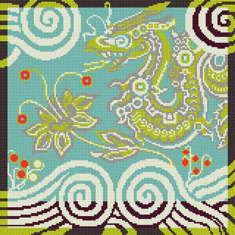 Royal Dragon tapestry kit green blue coral
