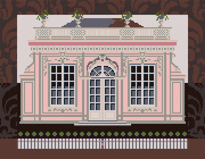 The Strawberry House design in pink, tapestry kit.