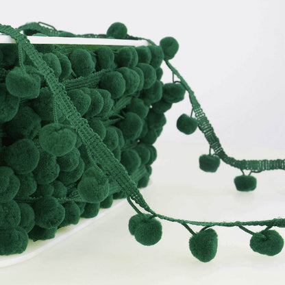 Pom Pom Trim: 15mm Pom Poms in Forest Green