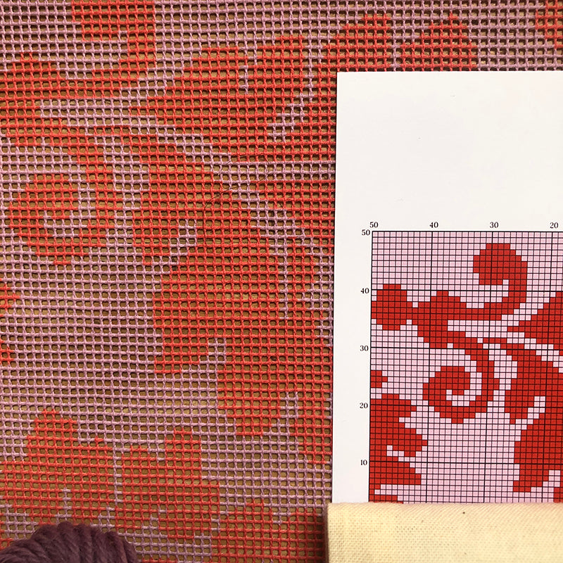 The Venetian Pattern in soft purple and dark orange