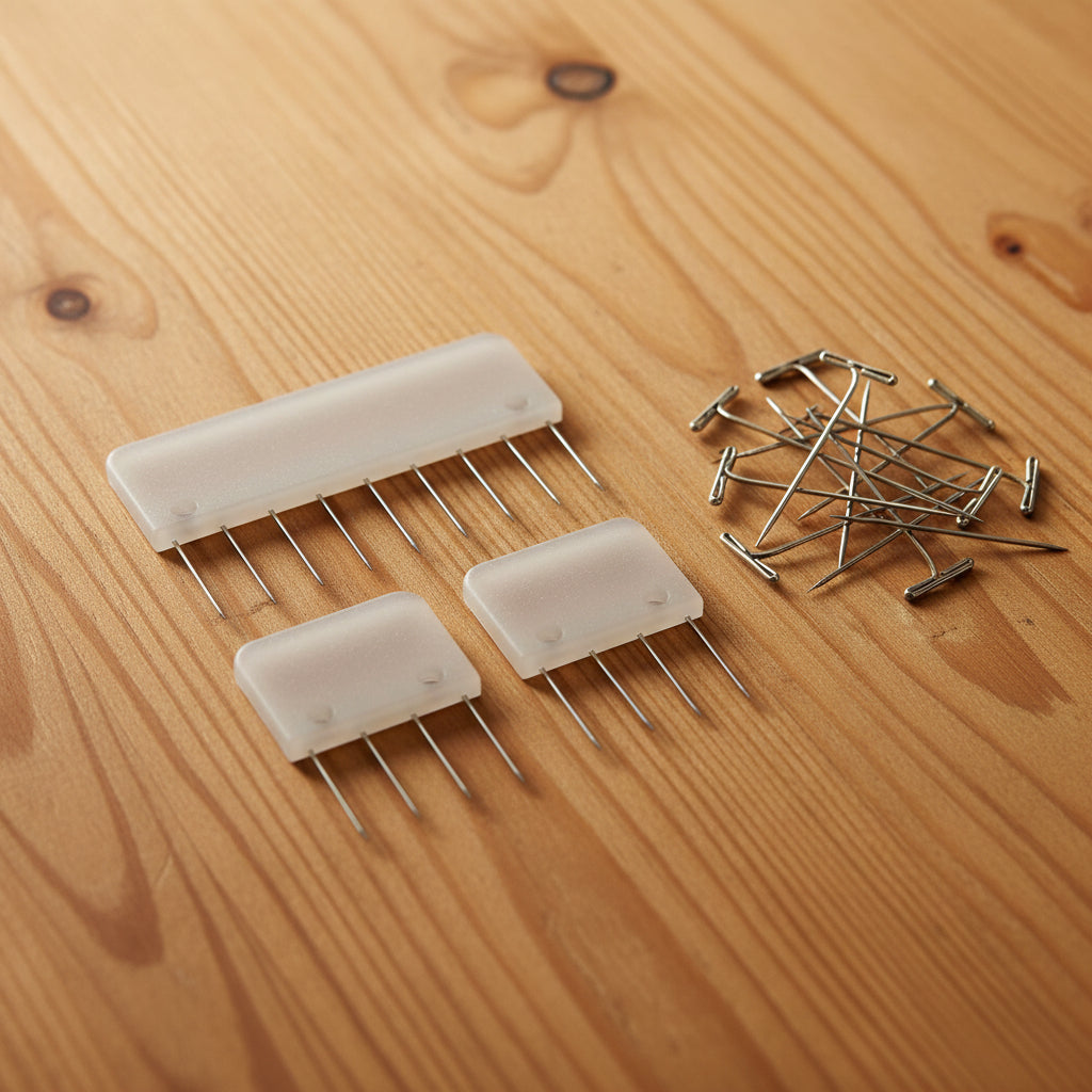 Set of blocking pins for stretching wool and canvas