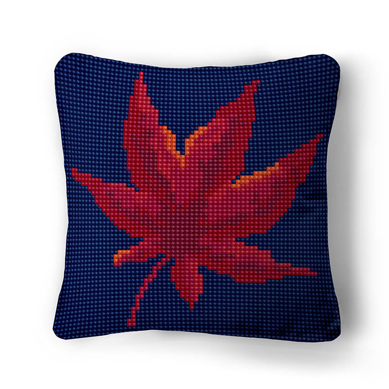 Autumn Leaf tapestry design on navy.