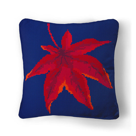 Autumn Leaf tapestry design in a twelve inch size on navy.